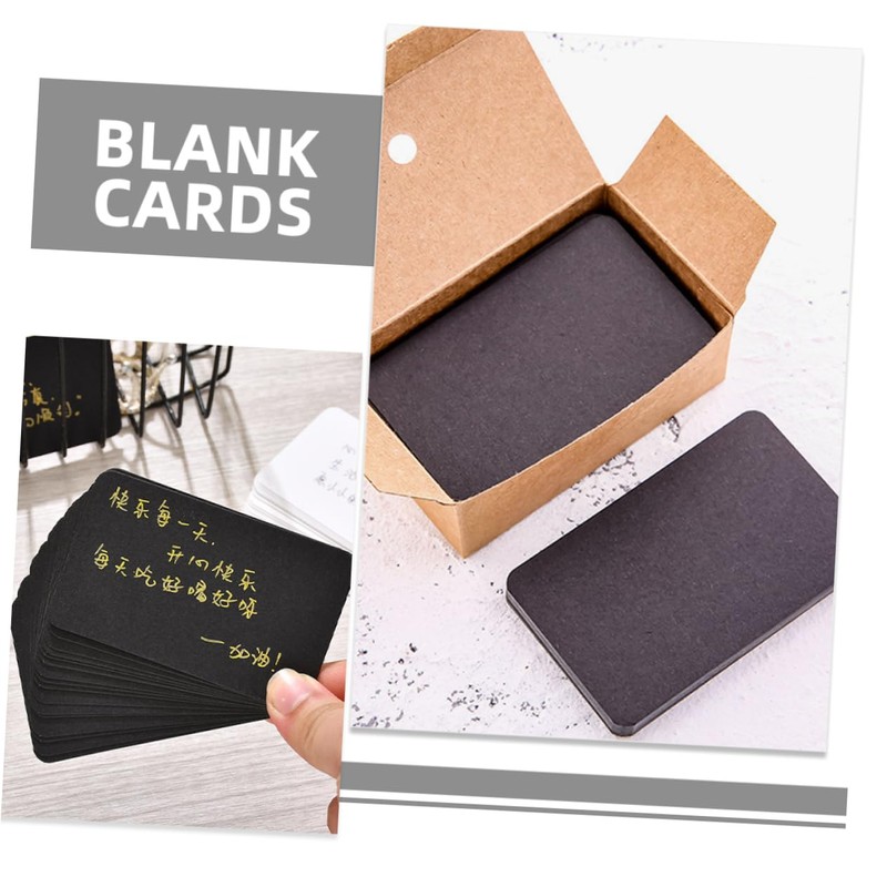 Operitacx 100pcs Black Blank Index Cards for Writable Vocabulary Learning