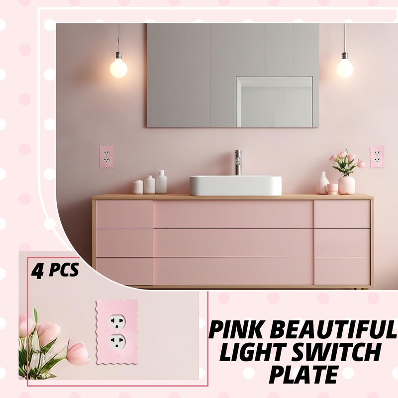 Relaxweex Pink Scalloped Duplex Outlet Covers Wall Plate Room Decor