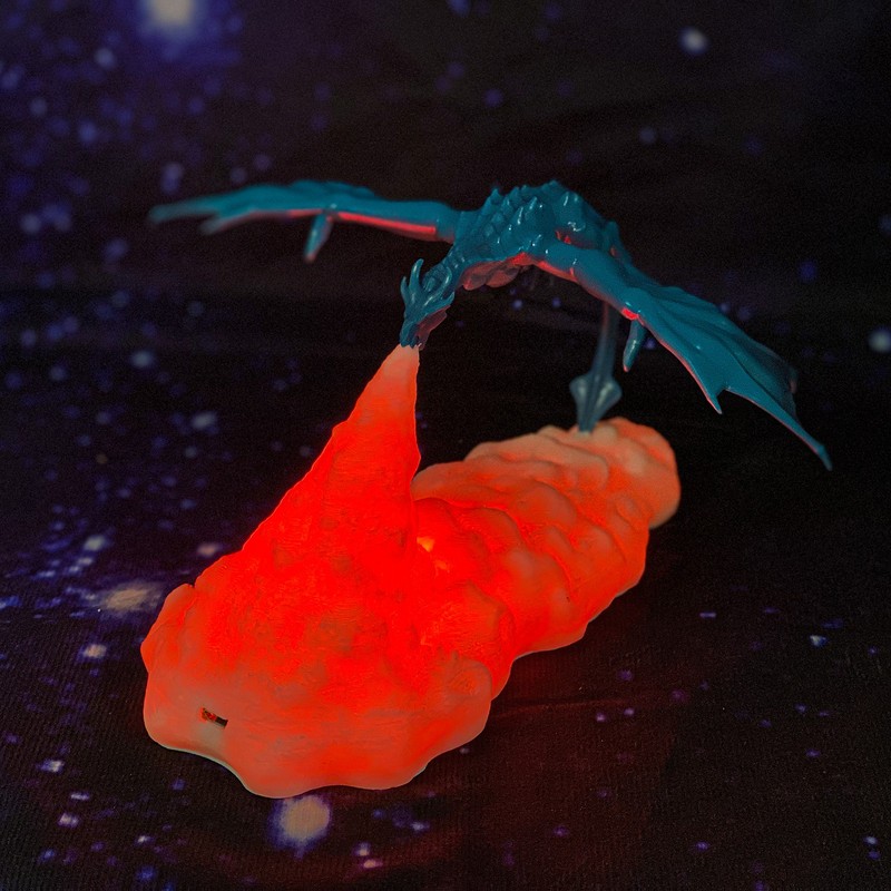 3D Printing Ice Dragon Fire Lamp Warm Night Light USB