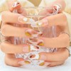 Sethexy Long Stiletto Round False Nails Brown Acrylic Handmade Press