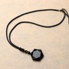 [Qicarkey] Fashion Hexagon Black Blessing Lucky Amulet Obsidian Pendant
