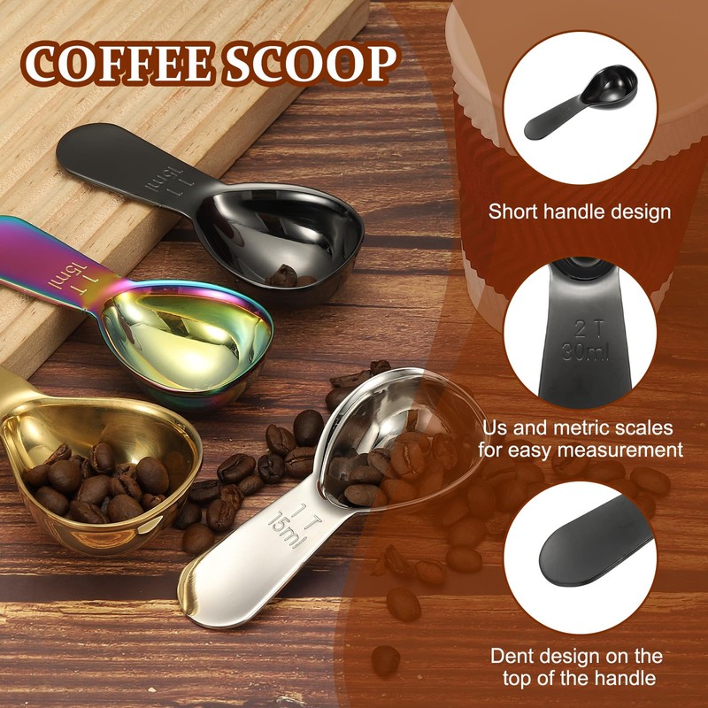 sourcing map 2Pcs Stainless Steel Coffee Scoop, 30ml Short Handle
