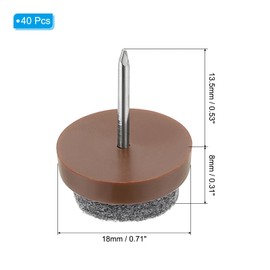 PATIKIL 0.71" Screw-on Furniture Felt Pad, 40 Pcs Nail on Chair Leg Floor Protectors Glide Round Slider Screw-in for Chair Table Furniture, Brown