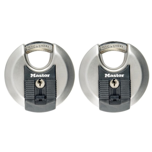 MASTER LOCK Pack of 2 High Security Disc Padlocks, Security