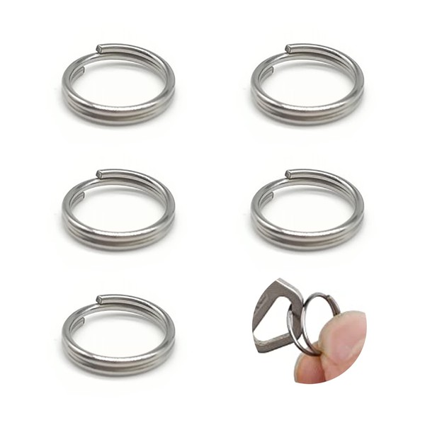 Titanium Alloy Key Ring Double Ring Key Chain Ring Flat Key Ring Outer Diameter 10mm/12mm/14mm/18mm/25mm Double Ring Keychain, Lightweight, Durable, Anti-Rust, Shedding, Anti-Lost, Silver Mesanda