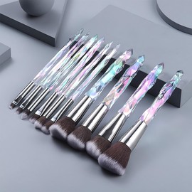 Kingtree Makeup Brushes Set, 10PCS Crystal Makeup Brushes Premium Synthetic Powder Foundation Concealer Eye Shadow Brush, Professional Face Eye Make Up Brushes for Girls Women