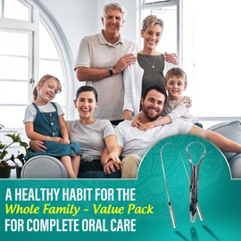 Guru Nanda Raspador de lengua de acero inoxidable (paquete de 4), lucha contra el mal aliento, grado médico, 100% acero inoxidable, ideal para higiene bucal, limpiador de lengua para adultos y niños