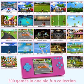 Handheld Game Console,Portable Video Game Console with Retro Games,3.2" Screen,Rechargeable Battery,Built-in Headphones and Built-in Bow Ultimate Kid Christmas Birthday Gift for Kids (Purple + Blue)