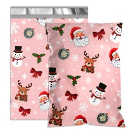 Green Christmas Gift Printed Shipping Bags,2.4mil Thick Shipping Bags, Waterproof and Tear-Resistant Self-Sealing Packaging BagsColor: Pink Santa, Size: 14.5x19 lnch 50pcs