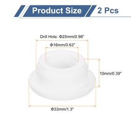 uxcell 2Pcs Rubber Grommets 25mm Drill Hole, 16mm ID Hole Top Hat Grommet White Silicone Rubber Hole Plug Gasket for Wiring, Automotive