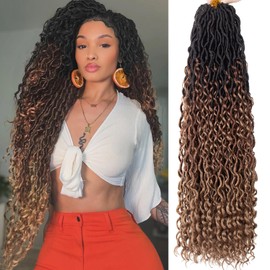 COOKOO 30 Inch 8 Packs Goddess Locs Crochet Hair Bohemian Faux Locs Crochet Hair for Black Women Pre Looped Boho Crochet Locs Synthetic Hair Extensions 1B/30/27#