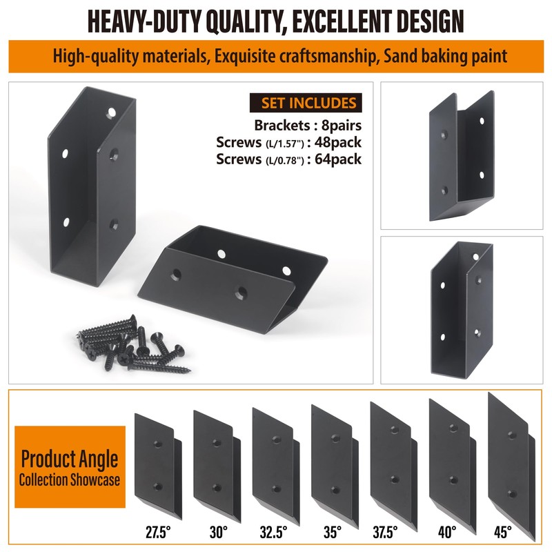 WOCEPU 32.5°Stair Angle Stainless Steel Deck Railing Brackets Connectors for
