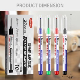 KELIJIE Deep Hole Extension Head Marker Tile Deep Hole Waterproof Quick-Drying Oil Marker Woodworking Pen (Black - 10pcs)