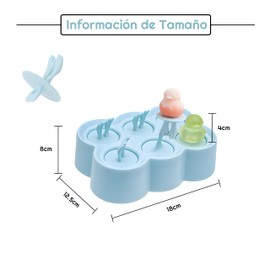 KADIGO Moldes para Paletas de Hielo, 6 Moldes de Helado en Forma de Animal, Molde de Silicona, Moldes de Paleta Mini con Base para Congelador, Caja de Paletas de Hielo Reutilizable (Azul, Rectángulo)