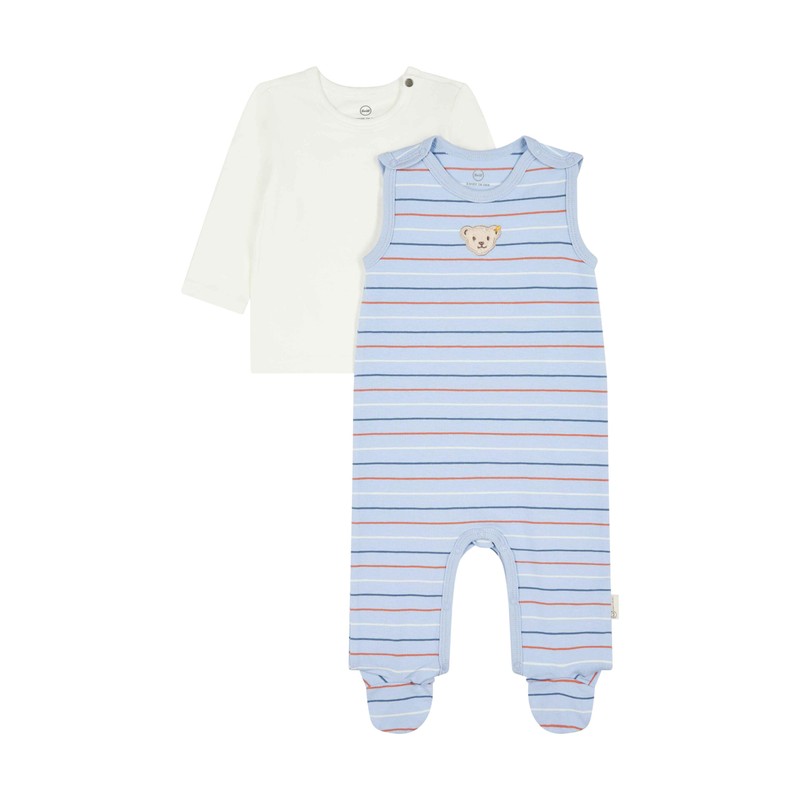 Steiff Baby Boys' Long-Sleeved Romper + T-Shirt Set, Brunnera blue