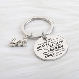 SEIRAA Train Lover Keychain - You're Braver Than You Believe - Stainless Steel - Unisex Adults - Metallic Color Family