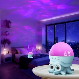 Recsg Octopus Rotating Wave Projector with Remote Control, Ambient Light, Children's Bedroom Night Light, Gift Ornament Colourful Night Light