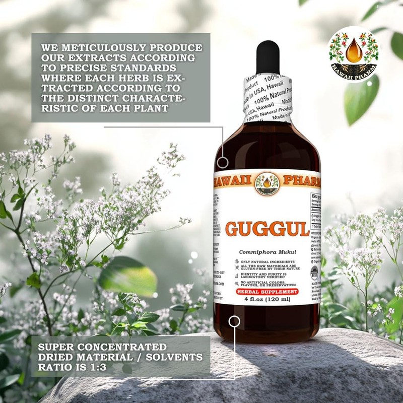 Guggul (Commiphora Mukul) Dry Gum Resin Tincture, Made in Hawaii,