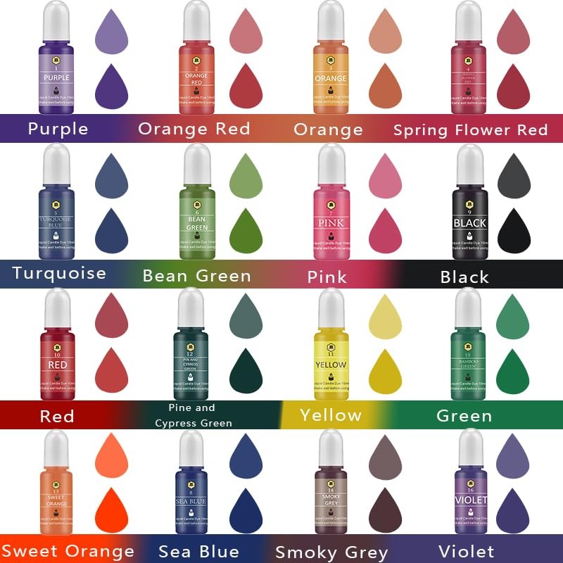 Beesworks Candle Dyes | 16 Colors Liquid Dyes for DIY
