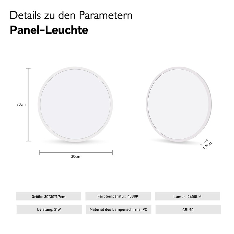 LED Ceiling Light 21 W, 2400 Lumen Dimmable with Remote