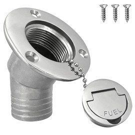 ISURE MARINE 2"(50mm) Boat Fuel Deck Fill/Filler with Keyless Cap with Screws, Marine Mirror Polished 316 Stainless Steel Hardware Angled Neck for Boat Yacht Caravan