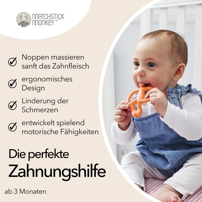 Matchstick Monkey Antimicrobial Teething Ring / Teething Aid / Gel