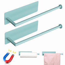 RedCall 2 Pack Magnetic Paper Towel Holder for Fridge,Blue Kitchen Towel Holder for Refrigerator/BBQ Grills/Griddles Toolbox/RV,Powerful Magnetic Towel Bar,Kitchen Bathroom Organizers and Storage