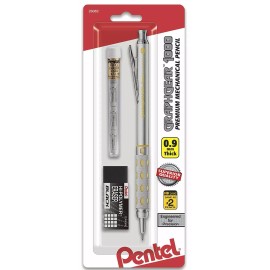 Pentel GraphGear 1000 Mechanical Pencil Chrome & Yellow 0.9mm NEW