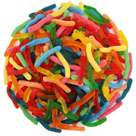 FirstChoiceCandy Sweet & Sour Gummy Worms, Multi Flavors and Solid Colors (1 Pound, Super Fruit Mix)