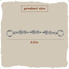Rose Hobo Shoulder Bag Chain Extender Strap Flower Handbag Charms for Purse Pouch Wallet Cross-body Bag Extender with Ring Clasp Silver Decorative Metal Purse Bags Accessories