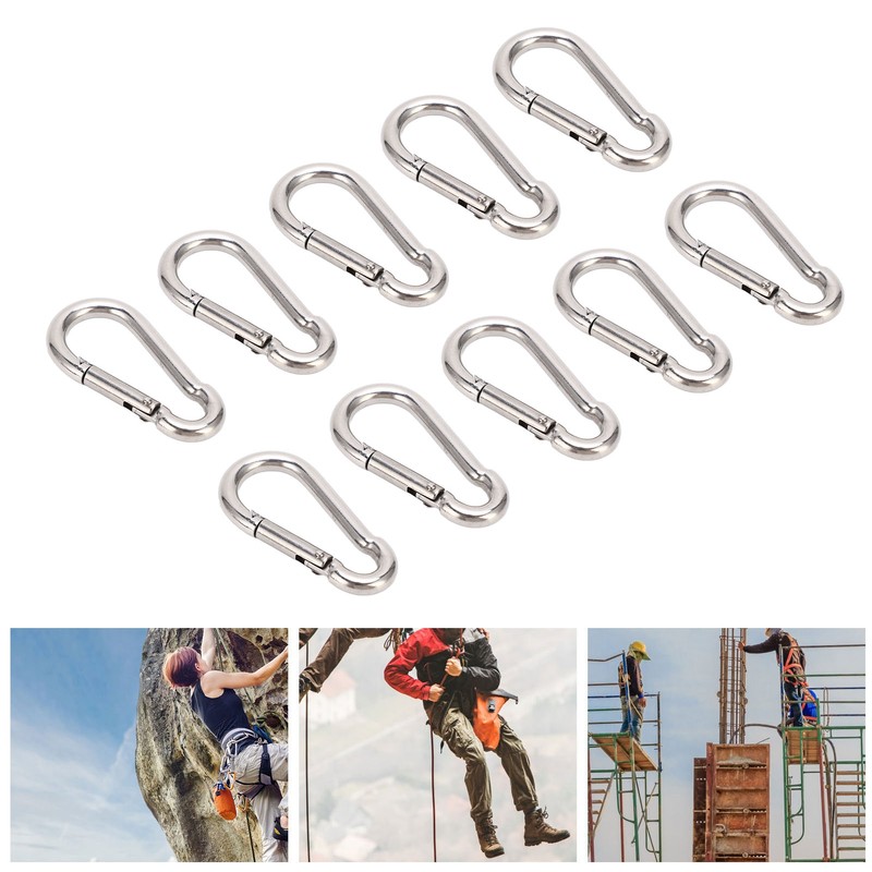10Pcs Carabiner Clip Spring Snap Hook Heavy Duty Quick Link