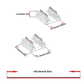 BENLUN COB LED Connector 2 Pin 10mm Kit, 20pcs Solderless I Shape Connectors, 10pcs 15cm Long 20AWG Extension Wires for Single Color COB SMD LED Strip Connection