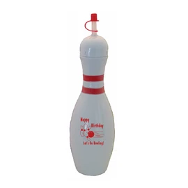 Large Bowling Pin Water Bottle - 32 ounce (White Birthday)