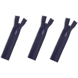 Invisible (Conceal) YKK Zippers - Perfect for Clothes, Crafts & Sewing Projects - Color: Deep Navy #058 - Choose Your Length - Made in The United States (3 Zippers Per Pack) (20" Inches)