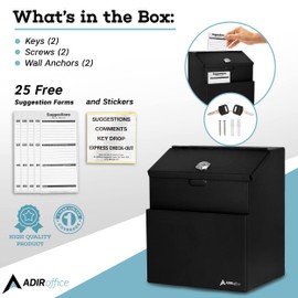 Adir Corp. Steel Suggestion/Key Drop Box (Black)