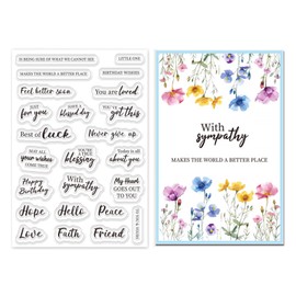 ACRNIGHEET Sentiments Words Clear Stamps Blessing Words Transparent Clear Stamps for Card Making Greetings Words Silicone Seal for Paper Crafts Happy Birthday Clear Stamps for DIY Journaling Supplies