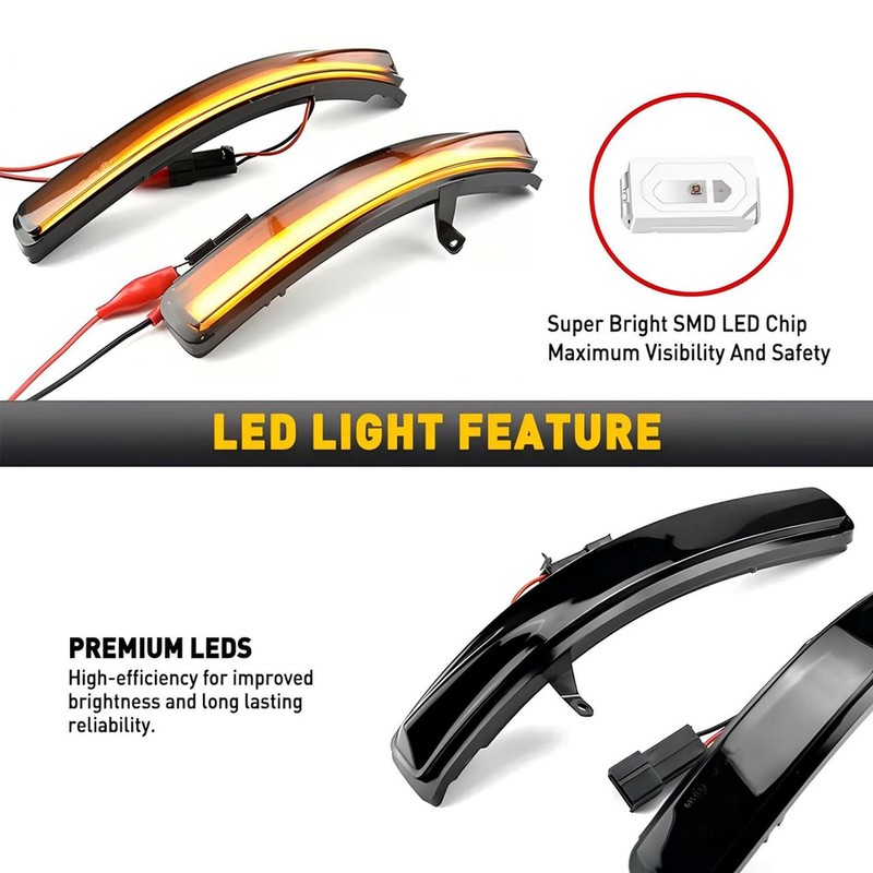 GearUp Sequential Dynamic Mirror Turn Signal Lights for Ford Explorer