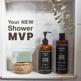 Barrel & Oak Canyon Balsam Body Care Set for Men, All-in-One Body Wash, Exfoliating Bar Soap, & 2-in-1 Shampoo and Conditioner Set, Hydrating Grooming Kit, Vegan Gifts for Men, 3-Pack