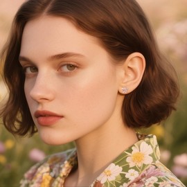 SLUYNZ Solid 925 Sterling Silver Flower Earrings Stud for Women Teens Plumeria Flower Stud Earrings Spring