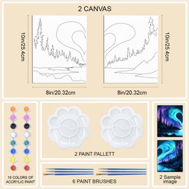 WEBEEDY 2 Pcs Date Night Painting Kit for Adults, 203x245mm Pre Drawn Heart Canvas to Painting for Couples Painting Kit Date Night, Party and Sip Supplies, Valentine's Day Gift, Picnic Date
