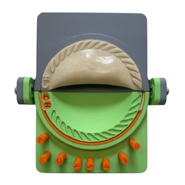 SAMPAOLI COMMERCE USA, Empanada Maker Press, 5.5, 4.7 or 3.5 inches, gray and green, empanadas, closer, gadget, crasher, empanadilla (Traditional w/2letters) (4.7 inches)