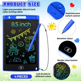 Zonon 4 Pcs LCD Writing Tablet for Kids 8.5 Inch Doodle Board Drawing Tablet Toddler Toys Gifts LCD Writing Board Electronic Erasable Reusable Writing Drawing Pad(Blue)