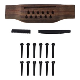Asixxsix Guitar Bridge Pins, 15Pcs Set String Guitar Rosewood Bridge Guitar Bridge Saddle Black Pin Guitar Bridge Nut Saddle Practical Guitar Accessories for Replacement