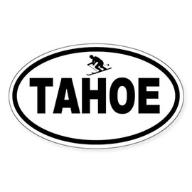 CafePress Tahoe Skier Oval Sticker Oval Car Bumper Sticker