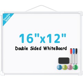 MaxGear MaxGear Double-Sided Dry Erase Board for Wall, 16"x12" Hanging Whiteboard, Small Dry Erase White Board with 3 Markers&4 Magnets, Portable Whiteboard for Students - Planning, Drawing, Memo, to Do List