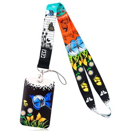 1 Piece Lanyard with ID Badge Card Holder Lanyard Card Set (Butterfly)