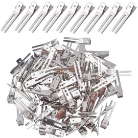 50 Pcs Hairdressing Double Prong Curl Clips, 1.8" Curl Setting Section Hair Clips Metal Alligator Clips Hairpins for Hair Bow Great Pin Curl Clip, Styling Clips for Hair Salon Barber (Silver)