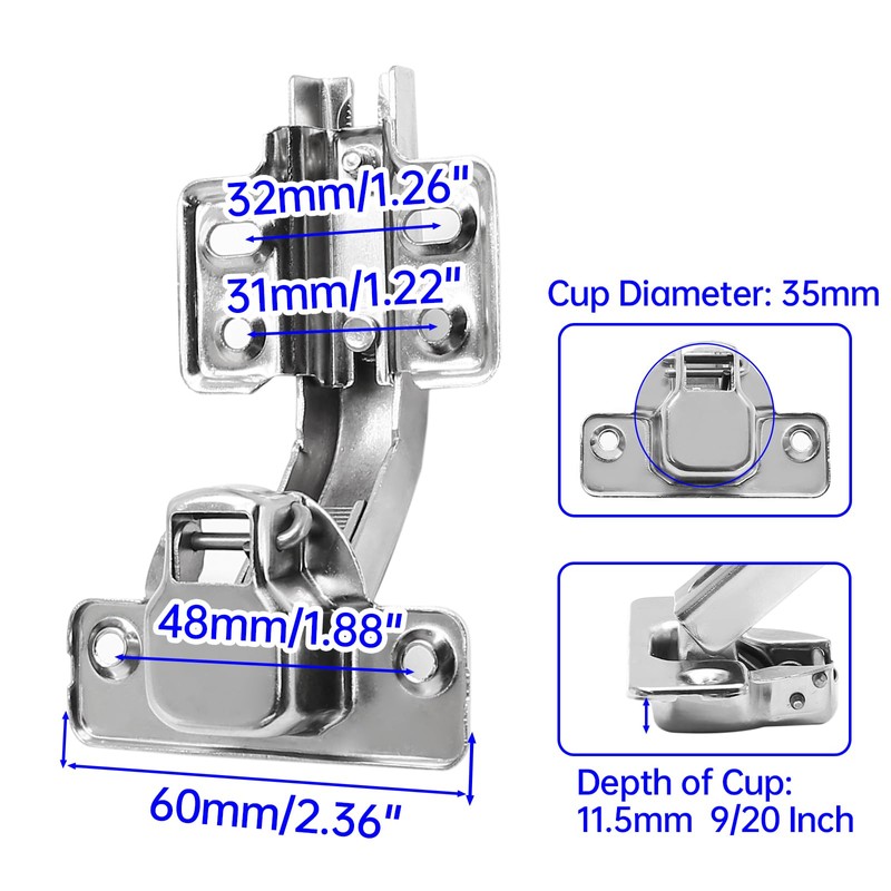 Zorfeter 4 Pack 2 Pairs Kitchen Cabinet Hinges 135 Degree,