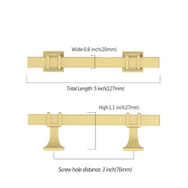 Asidrama 10 Pack 3 Inch(76mm) Matte Brushed Gold Kitchen Cabinet Handles, Cabinet Pulls Kitchen Cabinet Hardware for Cupboard Drawer Pulls