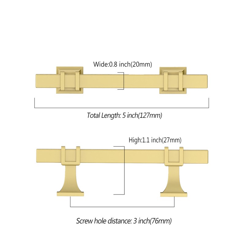Asidrama 10 Pack 3 Inch(76mm) Matte Brushed Gold Kitchen Cabinet